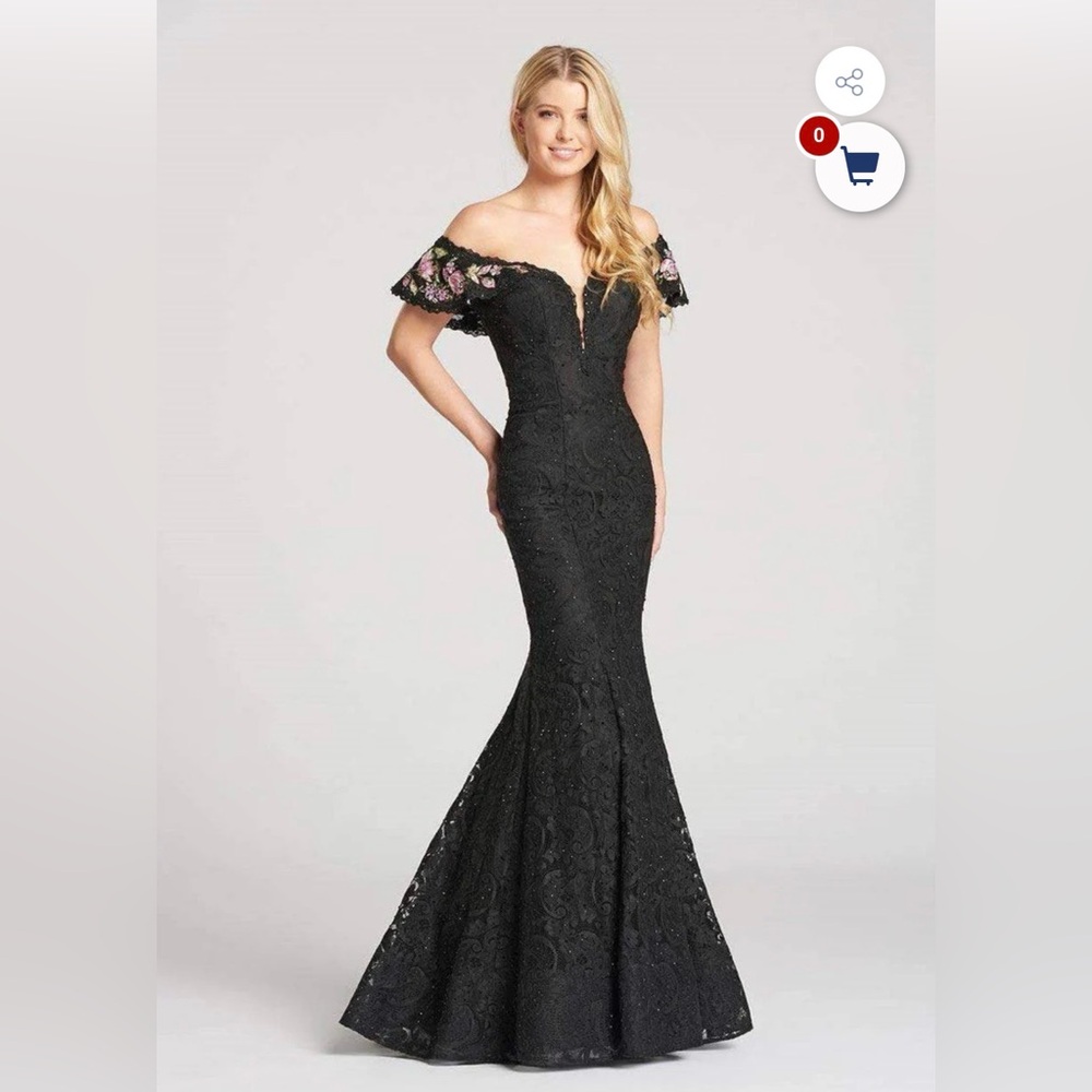 Ellie Wilde Black Floral Off-Shoulder Dress